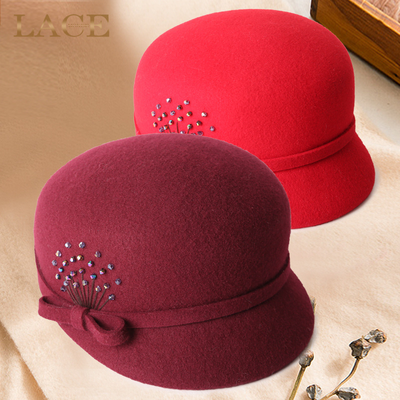 Mũ beret len nữ mùa thu đông phong cách Anh, nỉ len giản dị, đa năng thời trang, ôm mặt — Màu đen