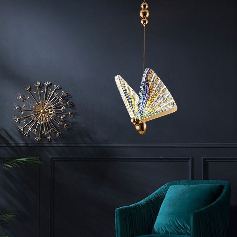 Lámpara de mariposa moderna y minimalista personalidad lámpara de comedor bar cabezal de cama iluminación nórdica mariposa lámpara de escalera dúplex