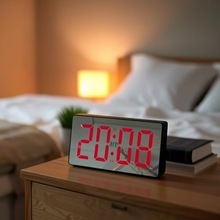 新款LED多功能镜面电子四挡亮度调节电池款大屏幕电子闹钟电子表