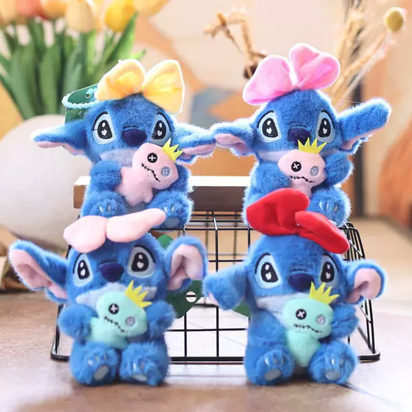 Cute Bow Stitch Pendant Plush Toy Doll Stitch Bag Pendant Keychain Rag Doll