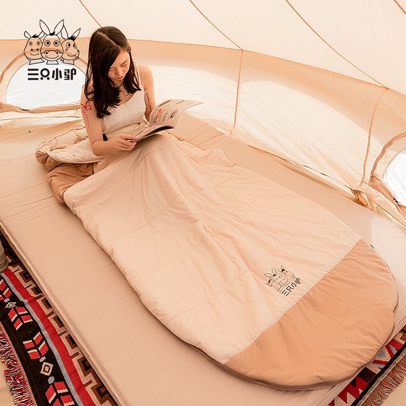3 당나귀 면 침낭 성인 야외 캠핑 성인 겨울 확대 두꺼운 방한 가을 사계절 유니버설
