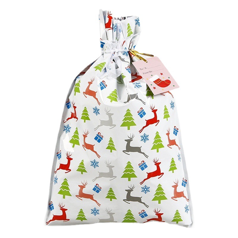 En stock corbata cuerda Navidad caramelo bolsa alce Santa Claus Correa cordón bolsa caramelo bolsa de regalo personalización