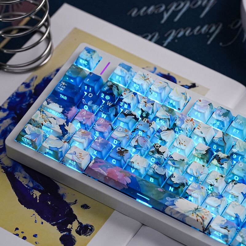JCM original flower-themed translucent PBT keycaps, complete set, including Korean, Russian, Thai, and European standard layouts for small languages JCM original flower-themed translucent PBT keycaps, complete set, including Korean, Russian, Thai, and European standard layouts for small languages
