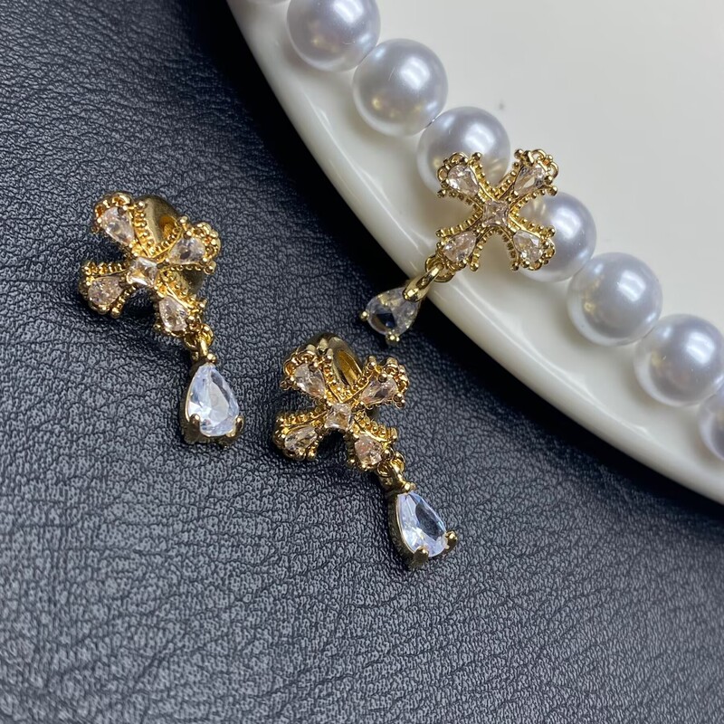 14K ゴールドフィルド ダイヤモンド クロス ウォーター ドロップ スペーサー ビーズ ペンダント DIY クリスタル ブレスレット ブレスレット ビーズ アクセサリー|undefined