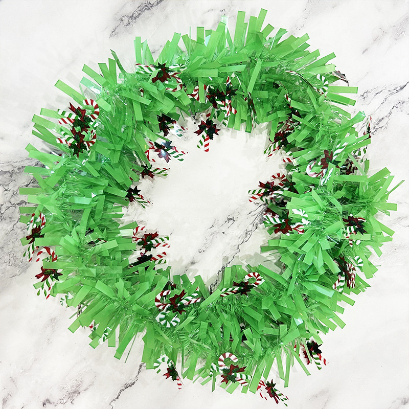 2 metros arreglo de decoración de muñeco de nieve de Navidad tiras de lana coloridas decoración de árbol de Navidad calcetines de Navidad macarrón tiras coloridas