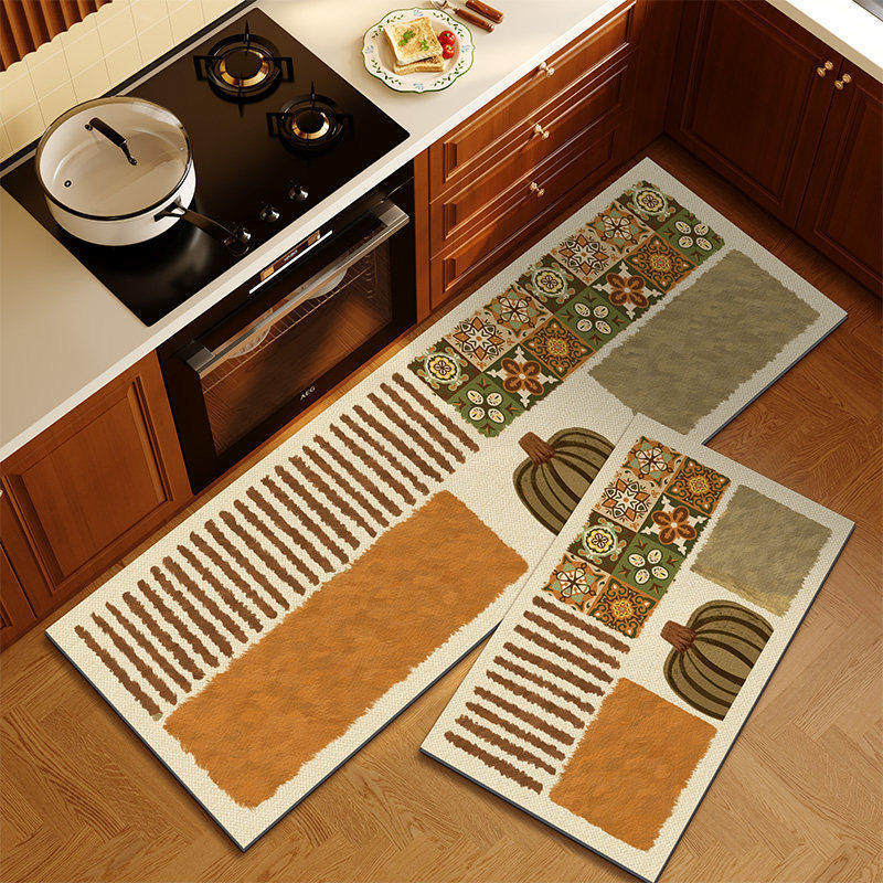 American retro cocina alfombra de suelo de absorción de agua alfombra de suelo de puerta de aceite dos piezas conjuntos de alfombra antideslizante resistente al desgaste fácil de cuidar