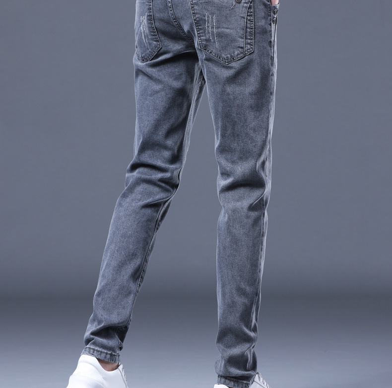 Spring jeans, men's spring autumn pants, elastic trend, slim fit, and small leg pants paragraph_voghion.com