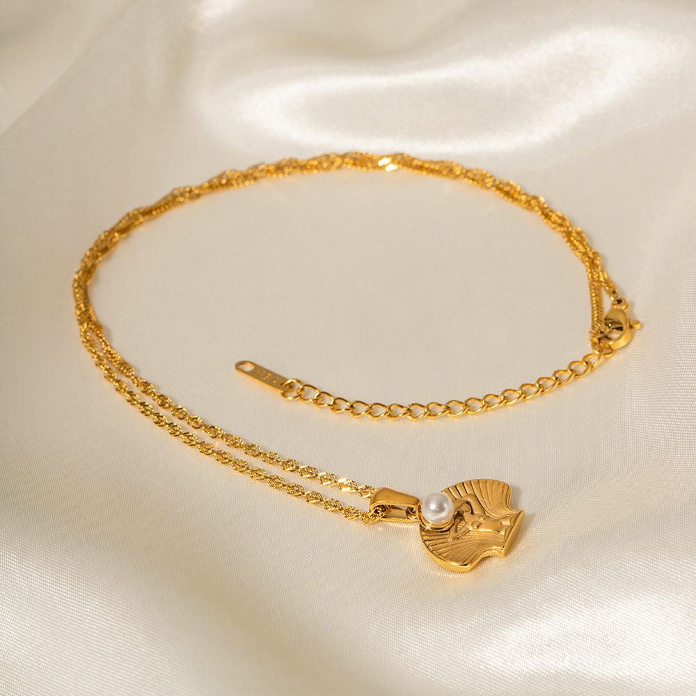 Wholesale Stainless Steel Necklace Casual Daily Style Shell Starfish Pendant Necklace