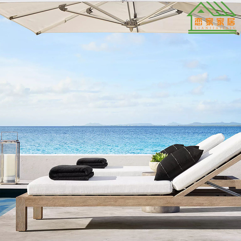 Nórdico patio al aire libre teca sofá balcón al aire libre Villa jardín muebles al aire libre ocio sofá silla de madera maciza