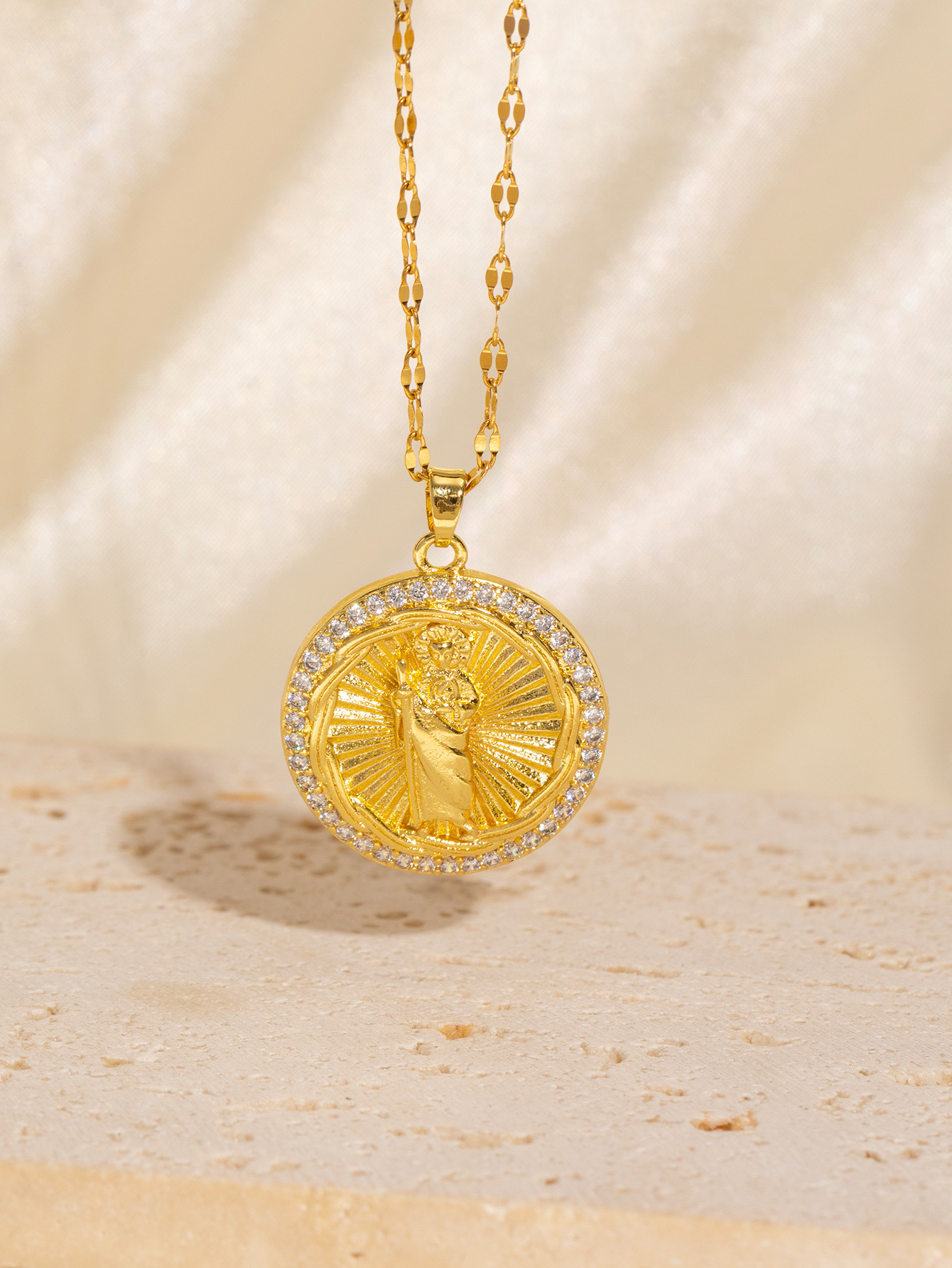 1 Piece Quantity Copper Plating Geometric Virgin Mary Pendant Necklace