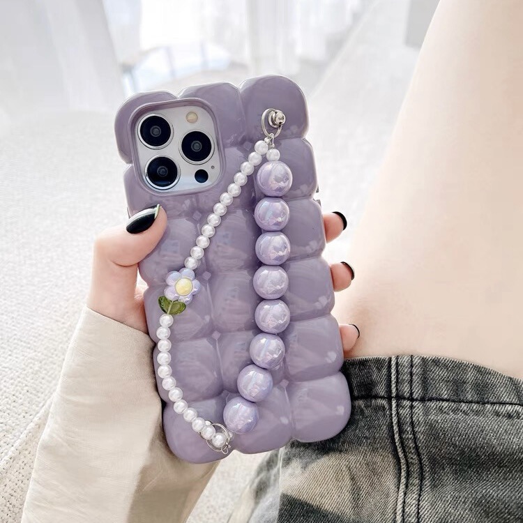 Solid Color Plaid Flower Chain Wristband Suitable for iPhone 17 Pro Max Apple 15 Phone Case 14 Women 13 Trendy 12 Solid Color Plaid Flower Chain Wristband Suitable for iPhone 17 Pro Max Apple 15 Phone Case 14 Women 13 Trendy 12