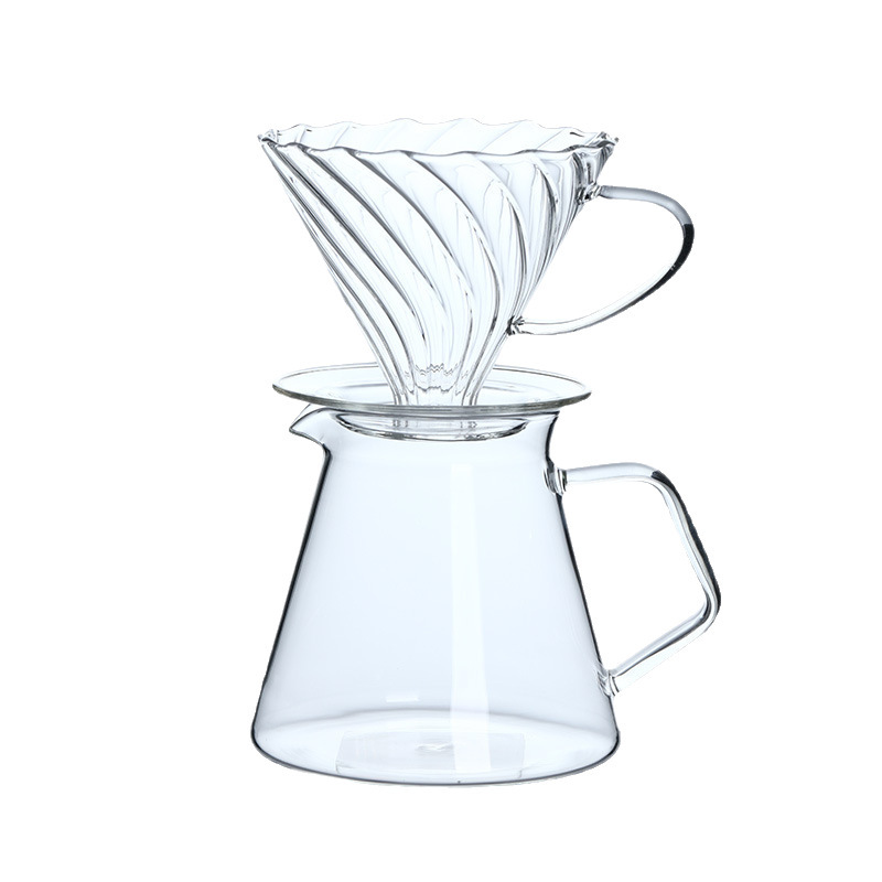 Afanti ガラス工場コーヒーポット共有セット透明手淹れコーヒーポット漏斗家庭用コーヒーポット卸売|undefined