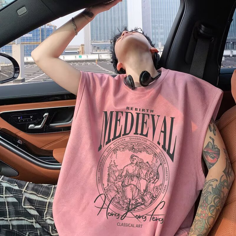 American Style High Street Suede Heavy-weight Sleeveless T-shirt Men's Summer Fashionable Brand Loose Vest Men's Waistcoat Sleeveless American Style High Street Suede Heavy-weight Sleeveless T-shirt Men's Summer Fashionable Brand Loose Vest Men's Waistcoat Sleeveless