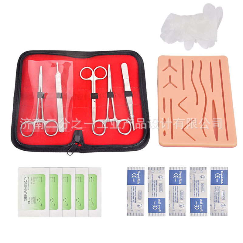 Kit de entrenamiento quirúrgico para estudiantes de medicina Kit de instrumentos de sutura quirúrgica Silicona piel simulada con hilo Aguja de sutura Aguja image 6