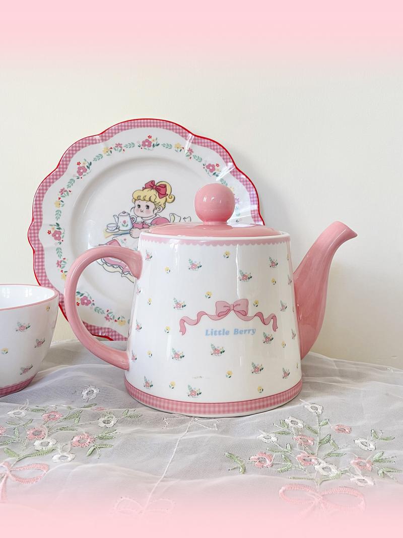不參與批發粉色可愛少女陶瓷胖茶壺2杯子套裝組合禮品下午茶3件