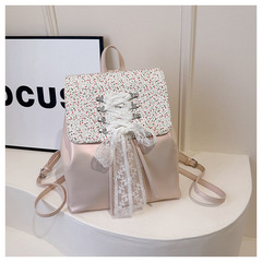 韓系芭蕾風雙肩包女2024新款大容量蝴蝶結綁帶背包學生上課通勤包