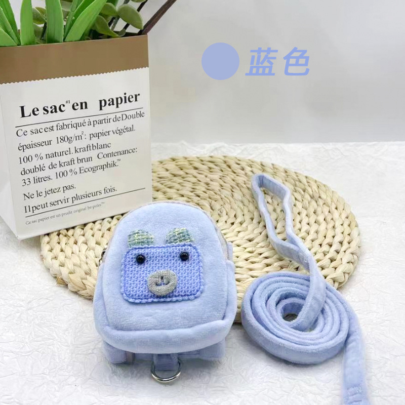 Mochila para mascotas oso de peluche Correa gato perro correa de pecho Cadena de perro cuerda para caminar monedero gato cuerda para caminar