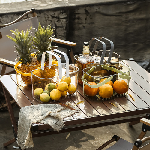 Light luxury portable basket fruit plate household fruit bucket living room internet celebrity transparent tray wine basin snack display dried fruit plate