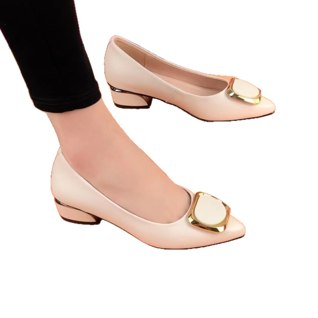 zapatos de cuero suave de tacón bajo para mujeres 2026 zapatos de madre nuevos punta suave plano poco profundo trabajo cómodo zapatos de cuero para mujeres