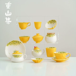 岩矿白曦微雏菊陶瓷茶具茶杯家用功夫茶具主人杯精致中式盖碗茶壶