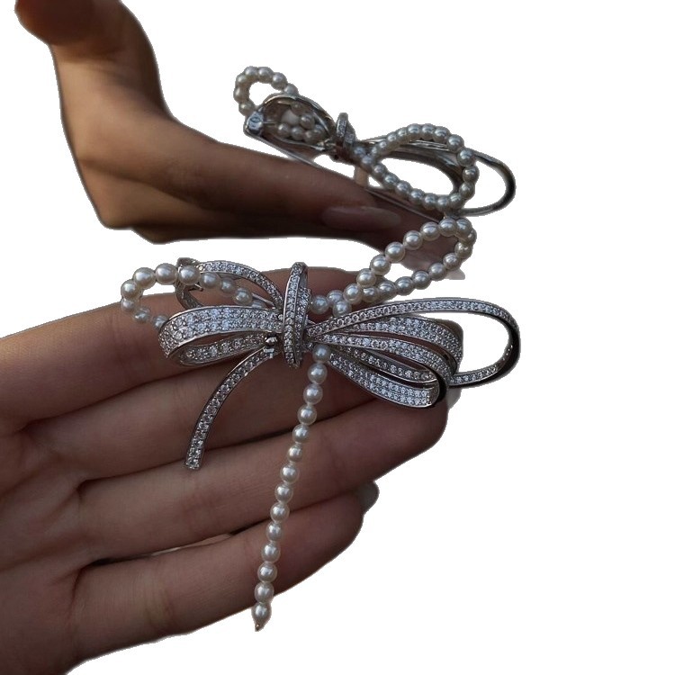 Elegante Schleifenbrosche Mit Perlen Und Strass Im Vintage Stil_voghion.com