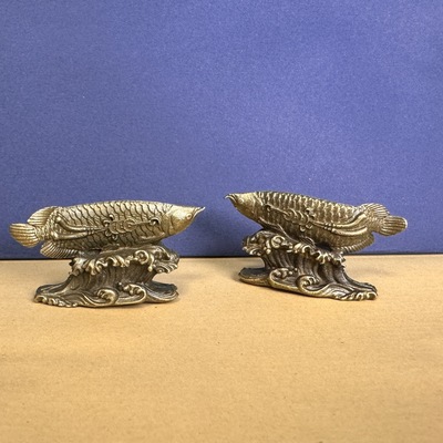 森舍仿铜器收藏金龙鱼摆件 家居仿古仿铜金钱鱼茶宠家居桌面批发