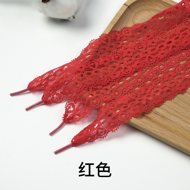 Red hollow pattern lace shoelaces