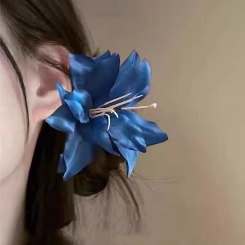 8#백합꽃 머리핀 - 블루