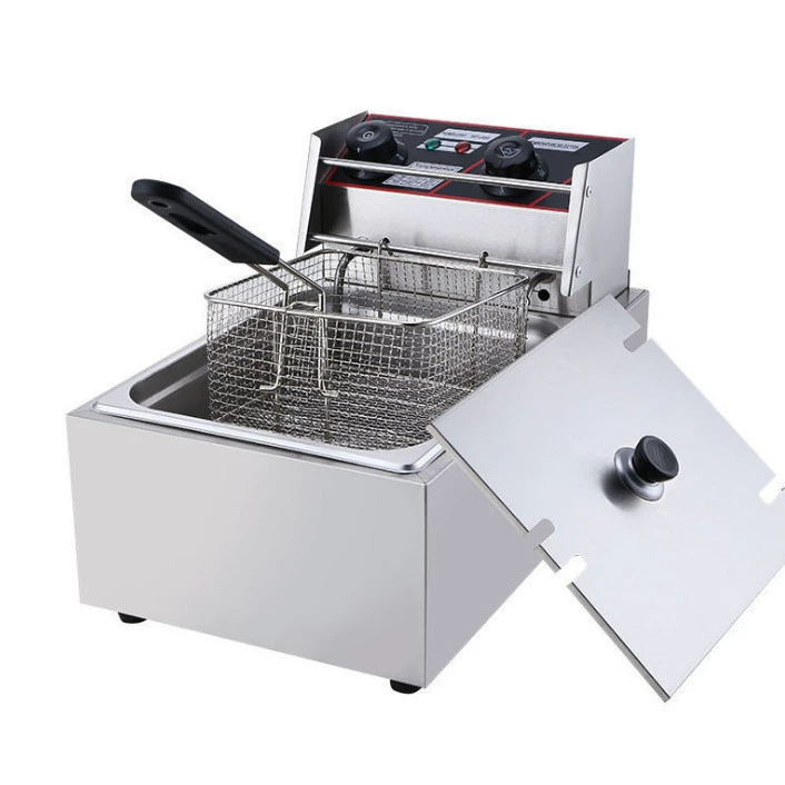 Электрическая фритюрница, коммерческая фритюрница большой емкости для картофеля фри, куриных крылышек, барабанных палочек и чуррос, машина для прилавка из нержавеющей стали.