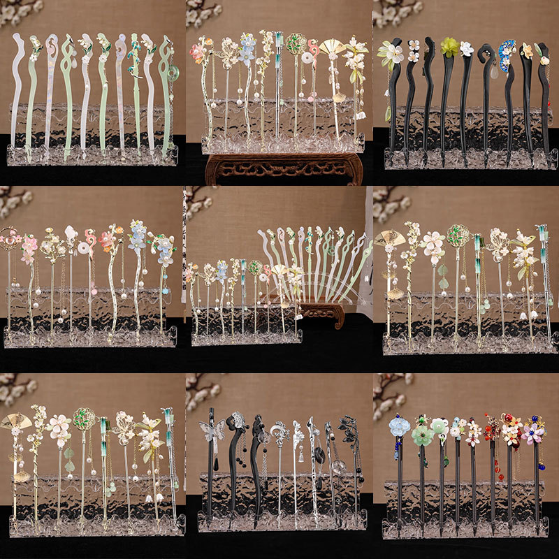 Nueva horquilla de borla de flores de estilo chino, sensación de alto nivel, horquilla de cheongsam de nicho, cabello femenino, horquilla de madera, accesorios para el cabello de estilo antiguo