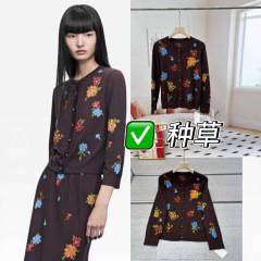 即墨厂家07290225家女装2025年早秋新品圆领提花针织毛衣开衫