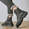 Martens, high boots with zipper English style for black leather, 2021 years, autumn, trend of season, British style