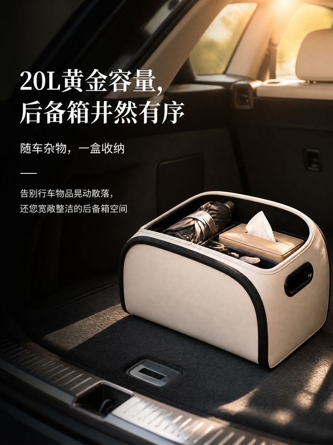 Car trunk organizer, foldable car storage box, multi-functional organizer for the car interior, large-capacity storage box for the trunk