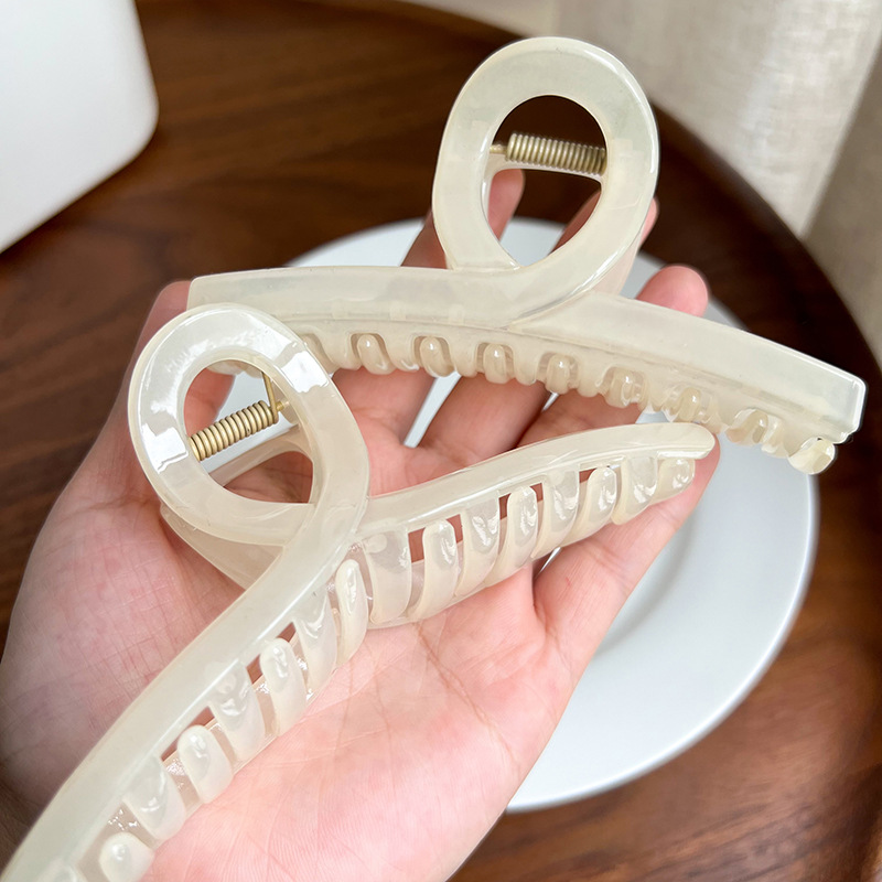 Korean PC material jelly color large grip clip spring and summer simple fresh Jade white shark clip hair grip hair clip