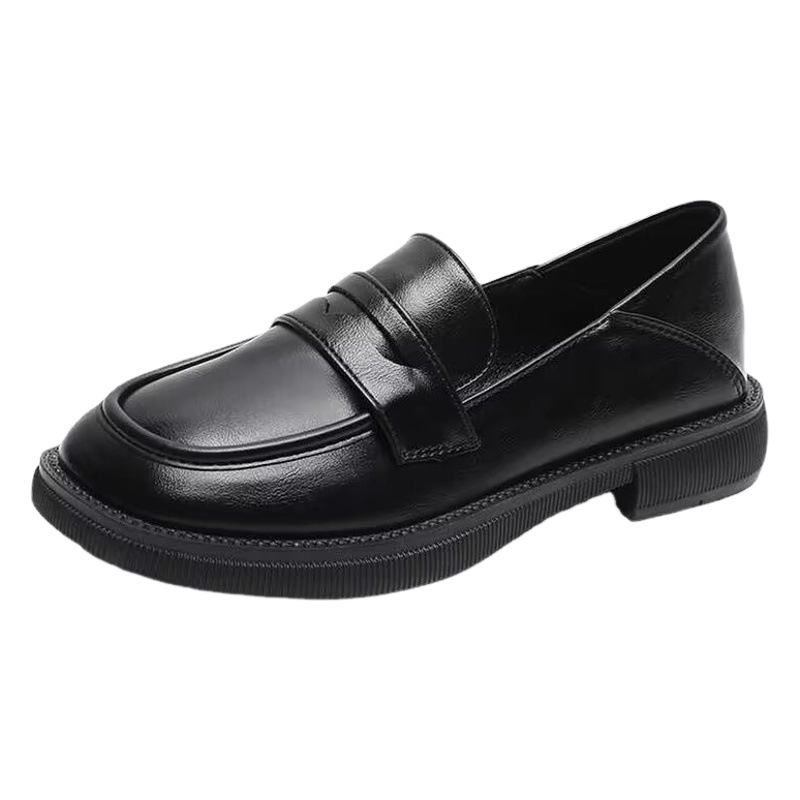 Real Soft Leather British Style Small Leather Shoes for Women 2025 New Style Lazy Slip-On Loafers Fashionable Korean Style Jk Shoes