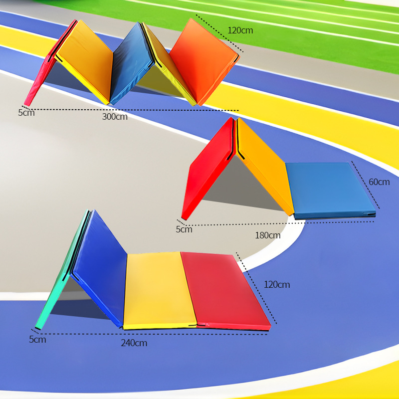 Children's physical fitness training tri-fold, four-fold, five-fold cushion for kindergarten early education sensory training rainbow foldable gymnastic mat