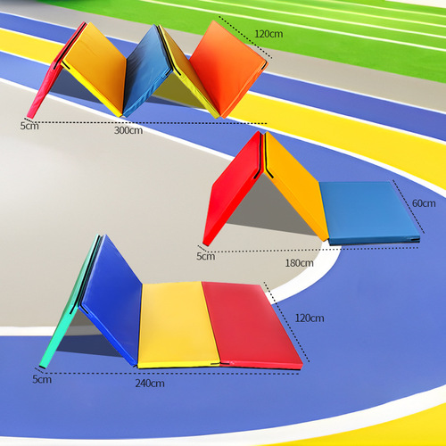 Children's physical fitness training tri-fold, four-fold, five-fold cushion for kindergarten early education sensory training rainbow foldable gymnastic mat