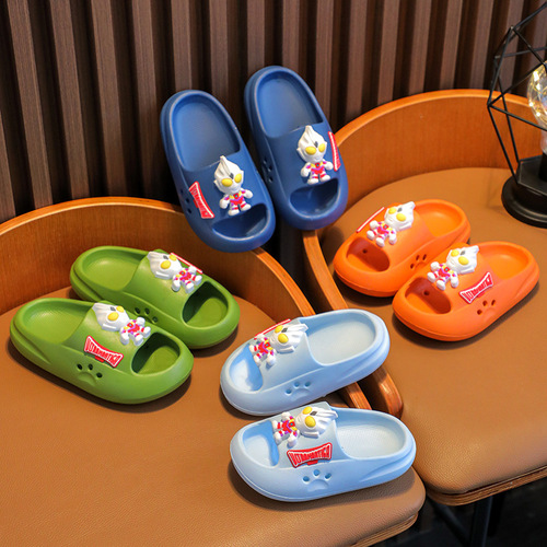 Ultraman Tiga children's slippers summer boys non-slip children's baby slippers bathroom home cartoon soft bottom cool