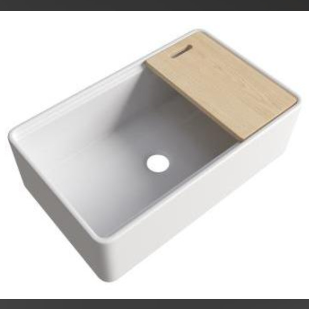 Cocina americana retro fregadero de cerámica de tierra refractaria grande fregadero de un solo tanque blanco versión frontal lavabo empotrado fregadero