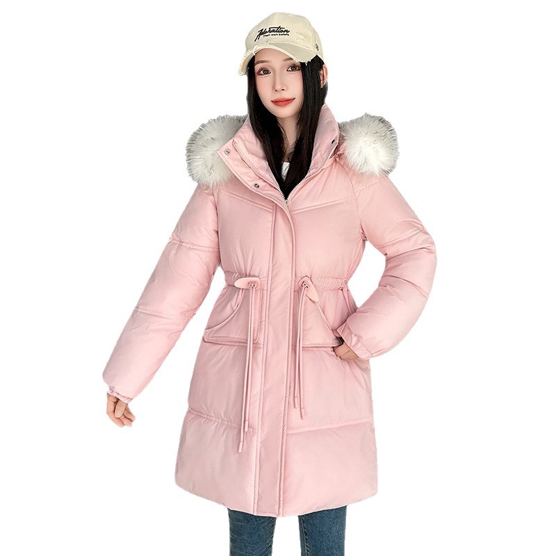 2025 ropa de algodón de invierno para mujeres nueva estilo de estilo extranjero coreano delgado simple sombrero desmontable abrigo de algodón