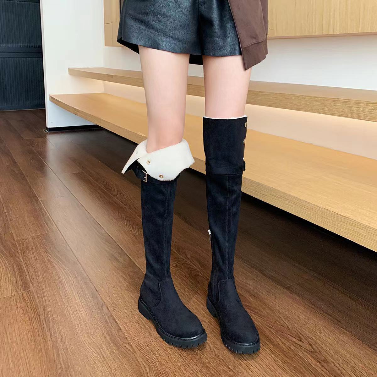 ウール ~ 雪地ブーツ2着ブーツ冬保温ブーツ女の厚い底が膝を越えて痩せているブーツ
