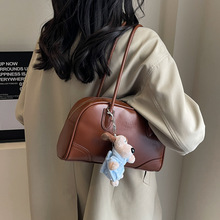 miu家美拉德复古包包女2025新款潮韩国手提保龄球包包百搭斜挎包