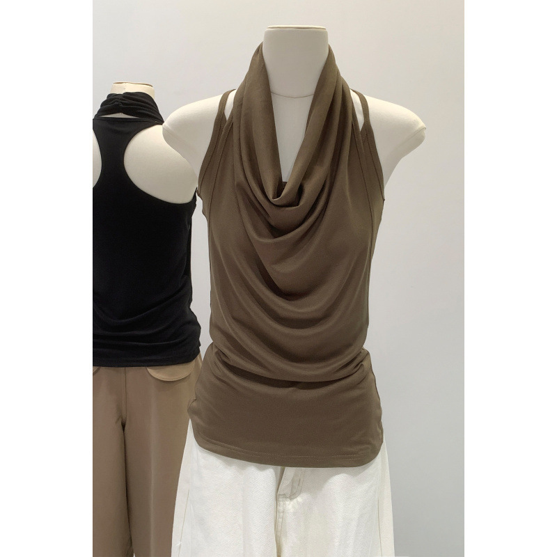 【Spring Hot Item】2026 New French Style Ruffled Sleeveless Halter Neck Tank Top for Women