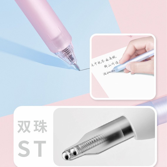 HESHUO 169 캐러셀 클릭 중립 펜 홀더 학생 감압 0.5MM 블랙 ST 헤드 더블 볼 시그니처 펜