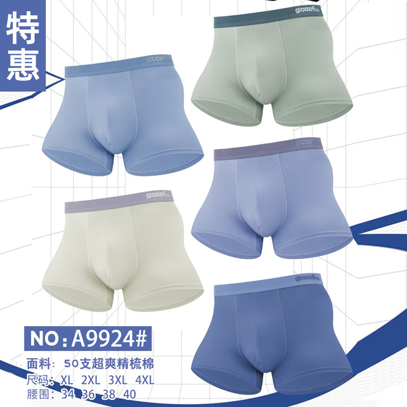 Special Offer Men's Boxer Briefs Cotton Modal Solid Color Mid-Waist Printed Boxer Shorts Series