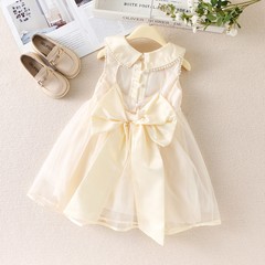 2023夏女童洋氣時髦蝴蝶結愛心公主連衣裙兒童蓬蓬網紗裙77081