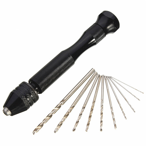 Manual hand twist drill mini manual drill with drill bits plastic walnut toy hand drill punching tool + 10 drill bits