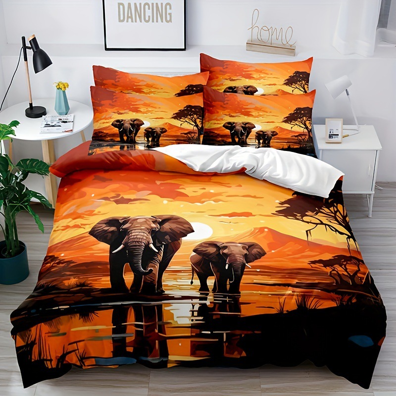 TEMU / JIT abrasión impresión digital rosa roja elefante mariposa suave quilt kit fabricante de origen transfronterizo