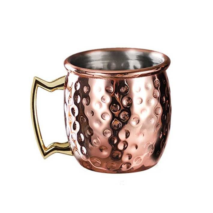 Venta caliente transfronteriza Copa de Moscú taza de mula 304 acero inoxidable chapado en cobre punto de martillo taza desnuda copa de vino copa de cóctel taza