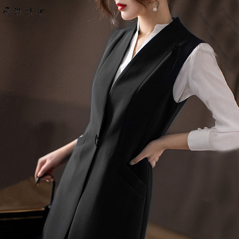 New Year and Season Essential 2023 Early Spring New Excellent Tailoring Mid-length Suit Vest Jacket for Women